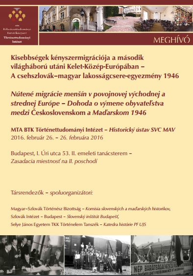 Nemzetközi konferencia a csehszlovák–magyar lakosságcsere-egyezményről