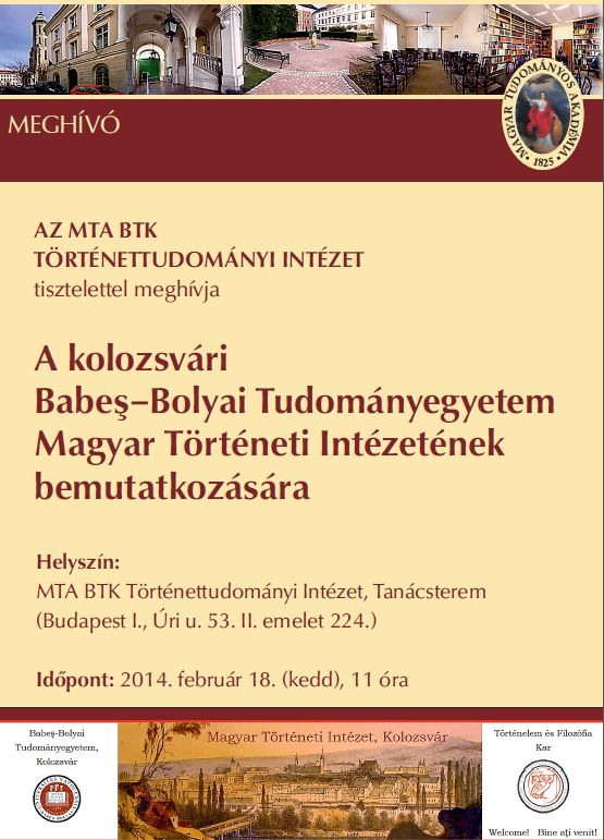 A Babeş–Bolyai Tudományegyetem Magyar Történeti Intézetének bemutatkozása