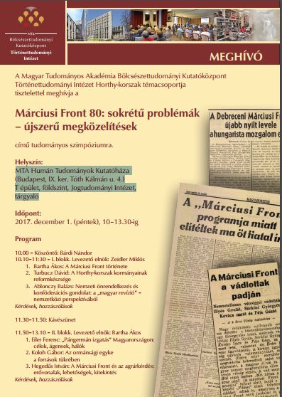 Tudományos szimpózium a Márciusi Front megalakulásának 80. évfordulója alkalmából