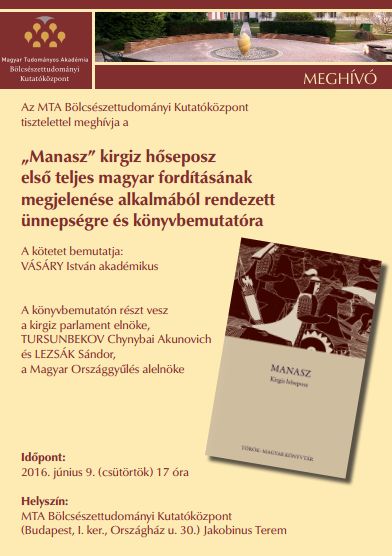 A Manasz kirgiz hőseposz első teljes magyar fordításának könyvbemutatója