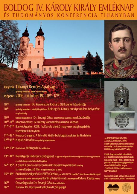 Emléknap és tudományos konferencia IV. Károlyról Tihanyban