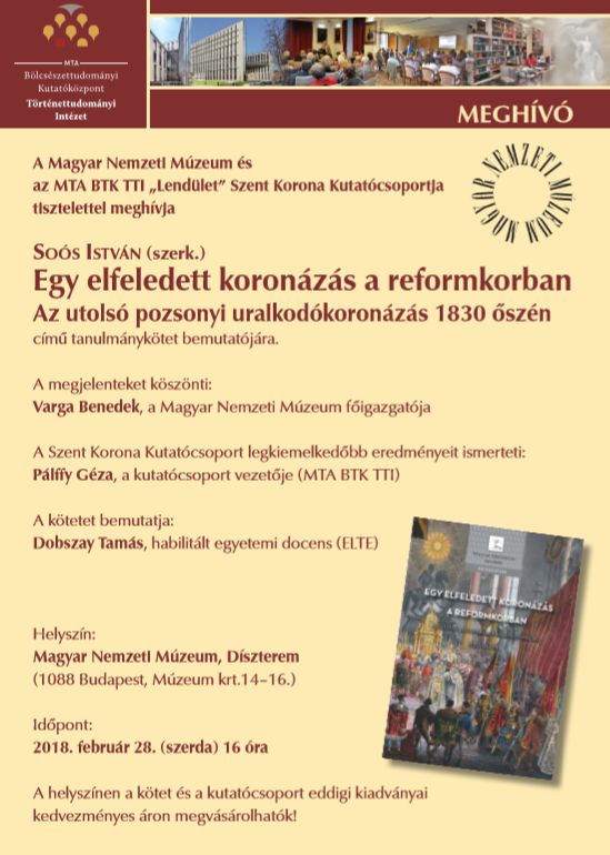 Az Egy elfeledett koronázás a reformkorban című kötet bemutatója a Magyar Nemzeti Múzeumban