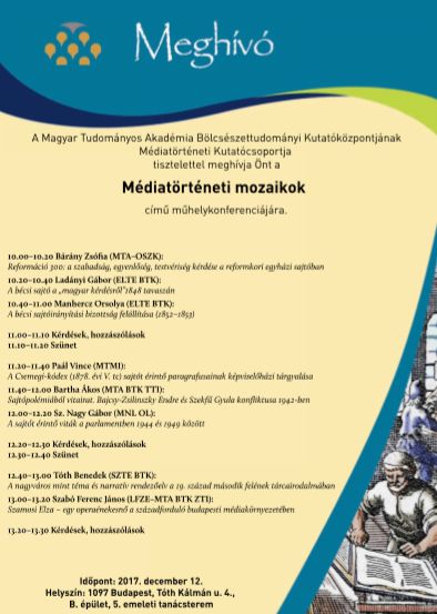 Médiatörténeti mozaikok: a Médiatörténeti Kutatócsoport konferenciája